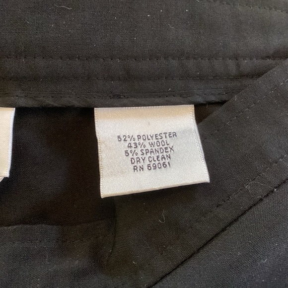 Talbots Stretch Wide Leg Side Zipper Elegant Black Wool Blend Pants Size 12 - Picture 3 of 6